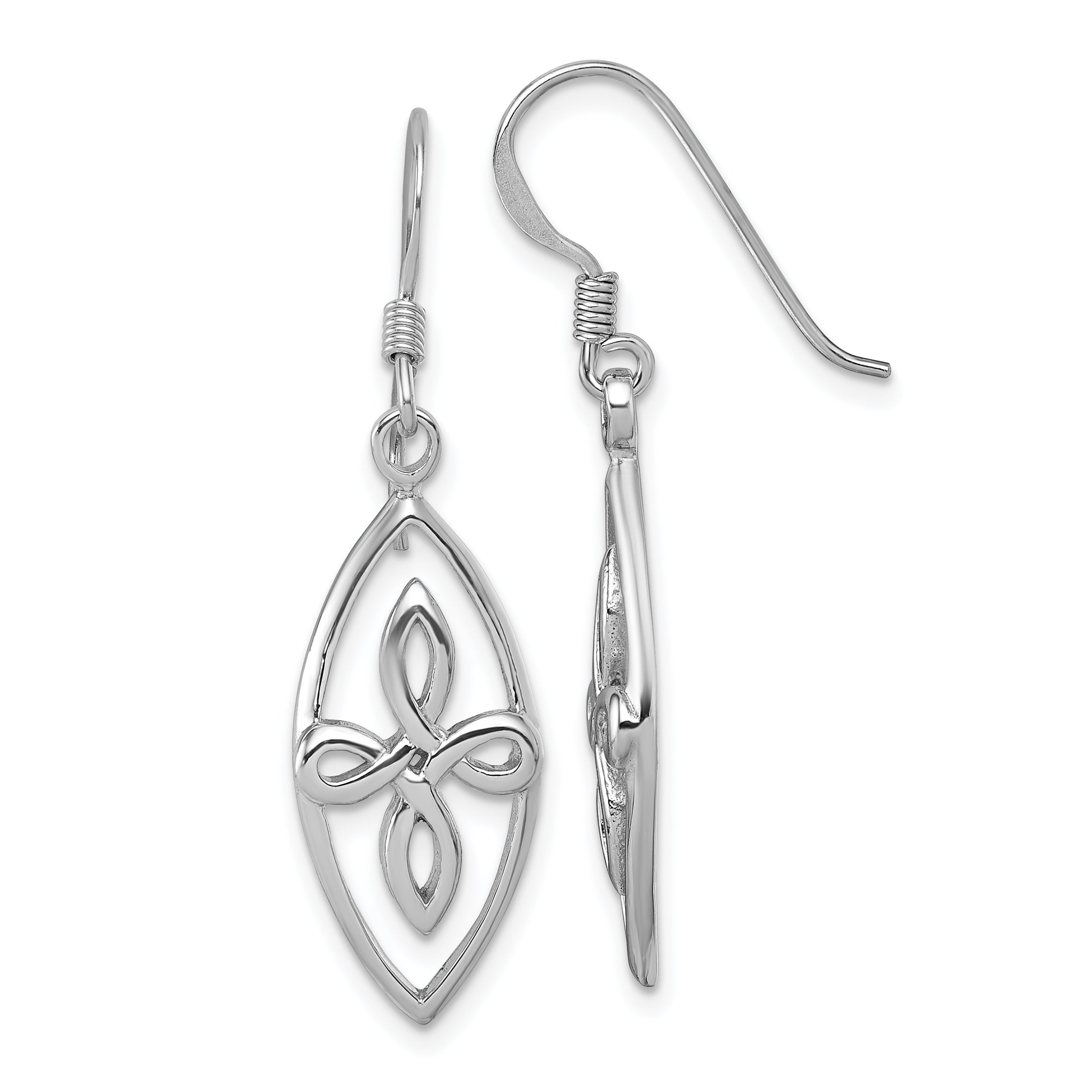 Sterling Silver Rhodium-plated Polished Fancy Celtic Knot Dangle Shepherd Hook Earrings Main image