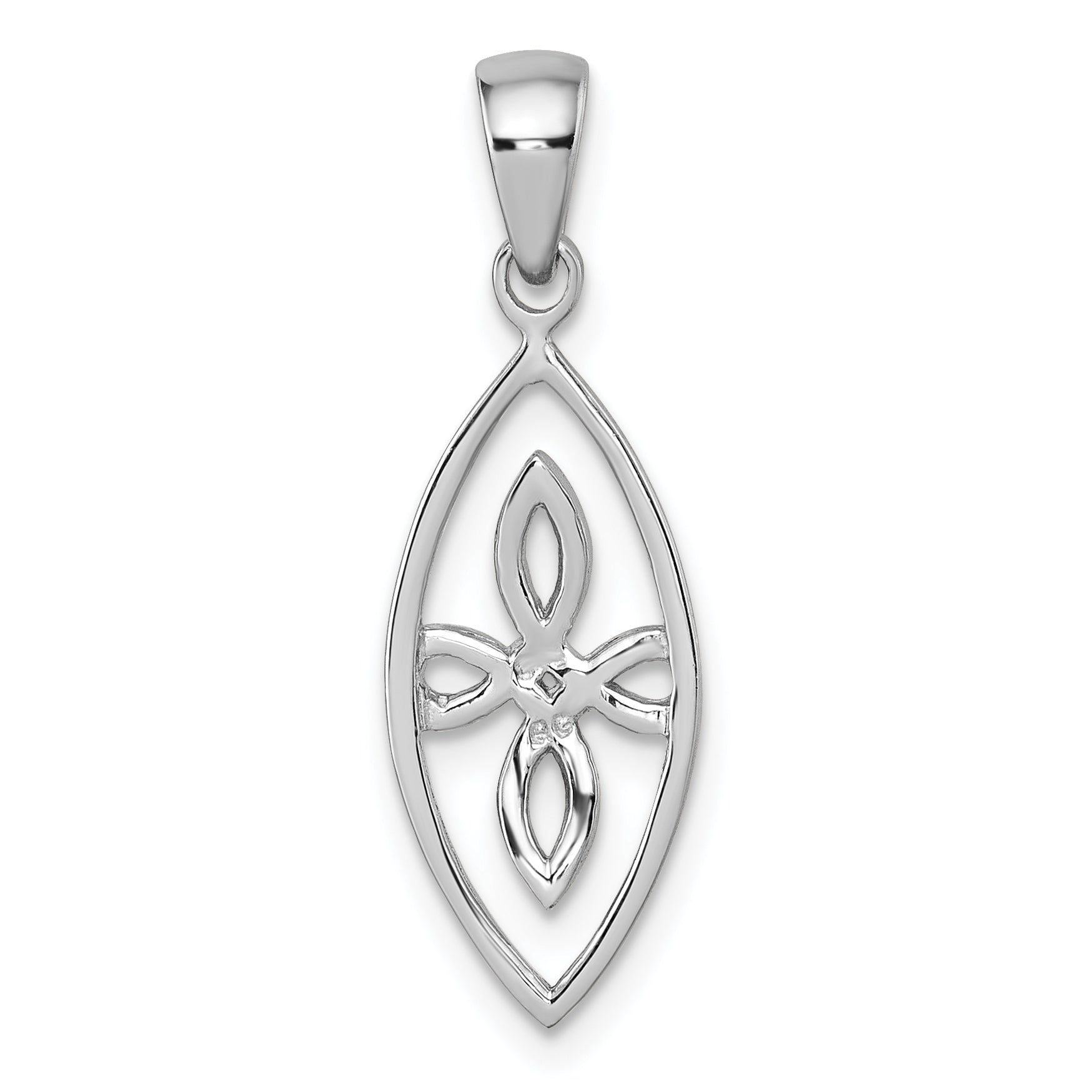 Sterling Silver Rhodium-plated Polished Fancy Celtic Knot Pendant