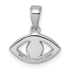 Sterling Silver Rhodium-plated Polished CZ and Compressed Turquoise Cabochon Evil Eye Pendant