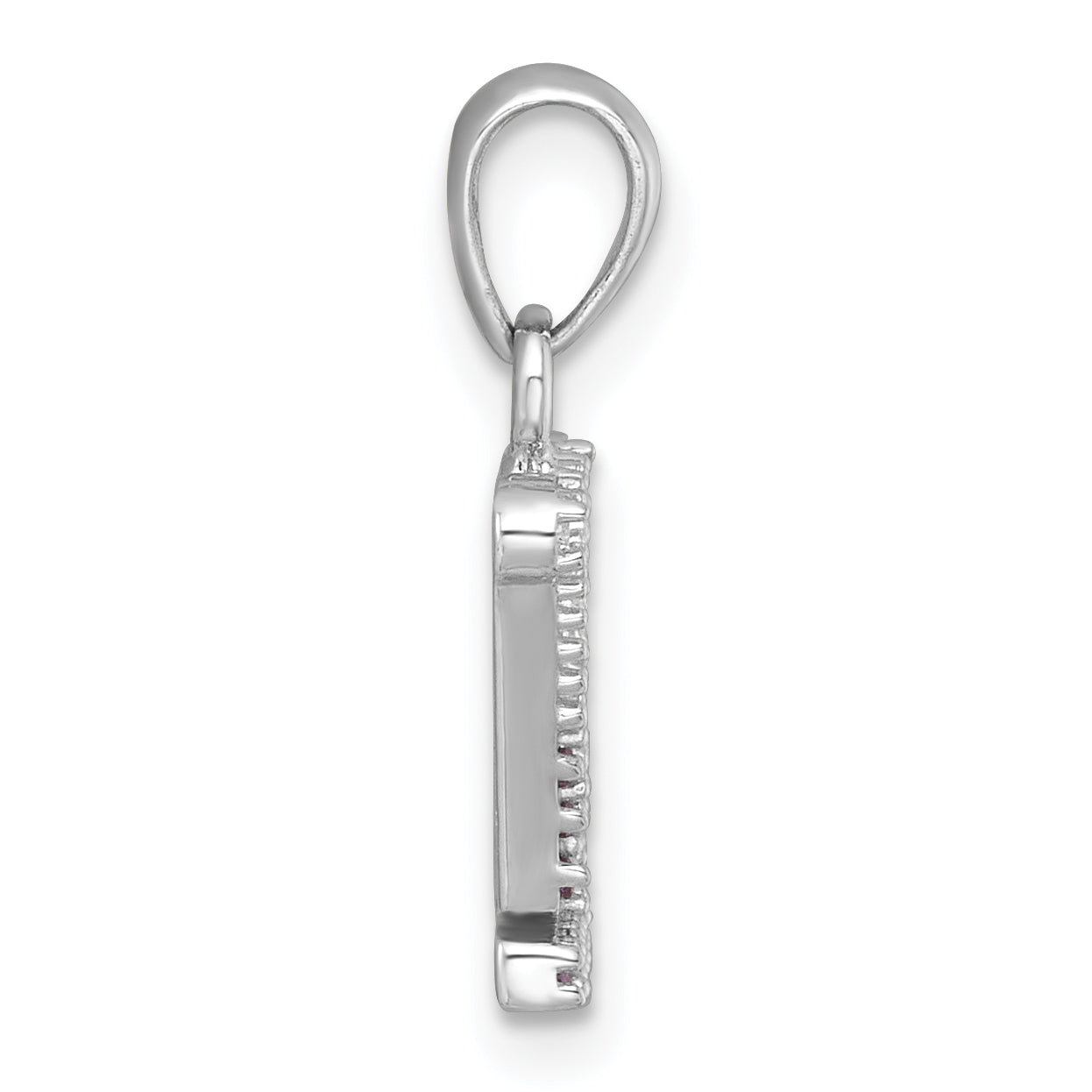 Sterling Silver Rhodium-plated Polished Rainbow Nano Crystals Crown Pendant