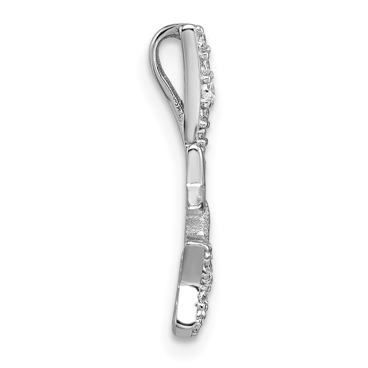 Sterling Silver Rhodium-plated Polished CZ Shooting Stars Chain Slide Pendant Secondary image