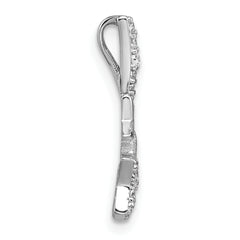Sterling Silver Rhodium-plated Polished CZ Shooting Stars Chain Slide Pendant