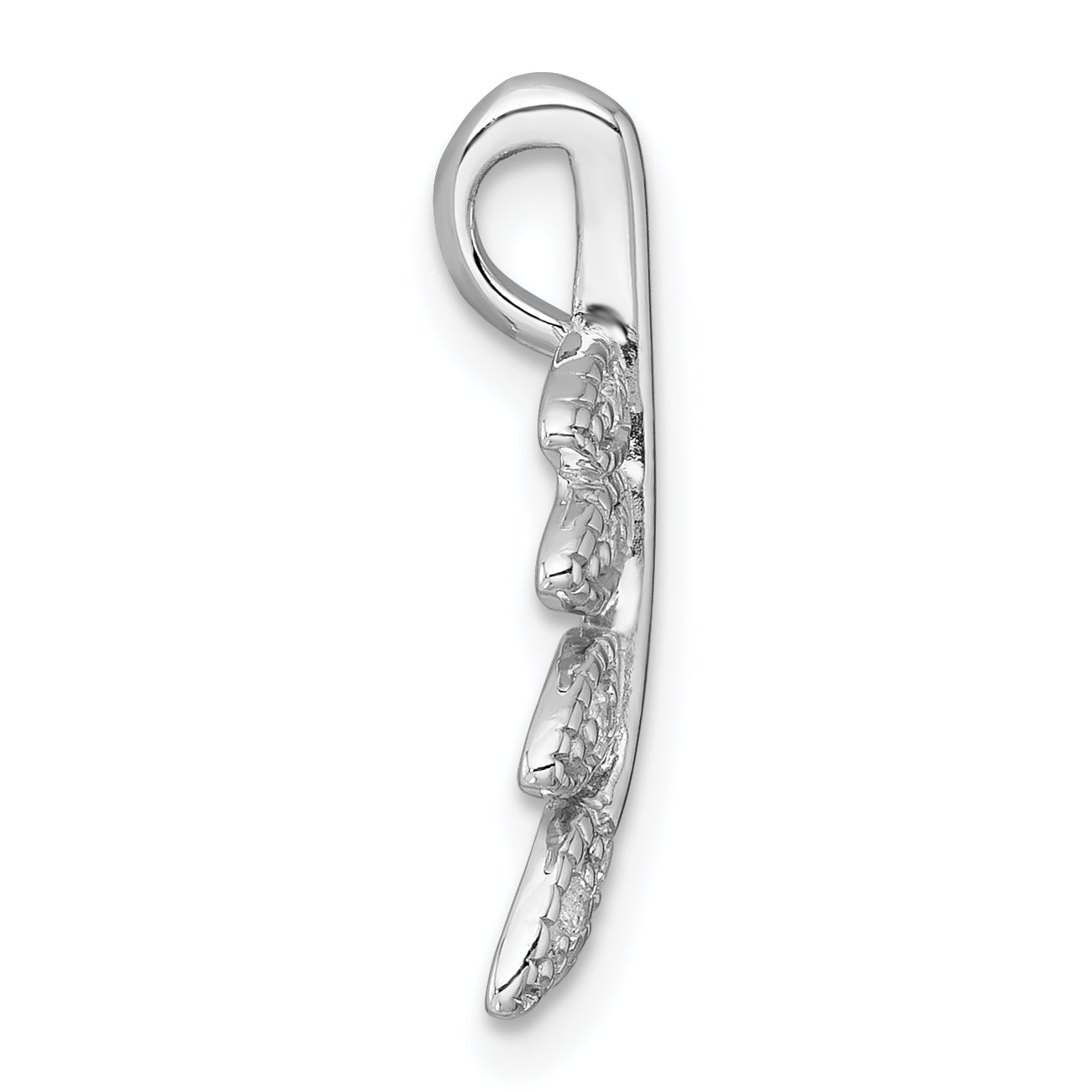 Sterling Silver Rhodium-plated Polished CZ Leaf Chain Slide Pendant Secondary image