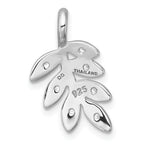 Sterling Silver Rhodium-plated Polished CZ Leaf Chain Slide Pendant