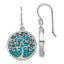 Sterling Silver Rhodium-plated Polished Compressed Turquoise Tree Of Life Shepherd Hook Earrings