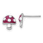 Sterling Silver Rhodium-plated Polished Red and White Enameled Mushroom Post Earrings