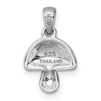 Sterling Silver Rhodium-plated Polished Red and White Enameled Mushroom Pendant