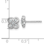 Sterling Silver Rhodium-plated Polished Fancy Flower CZ Post Earrings