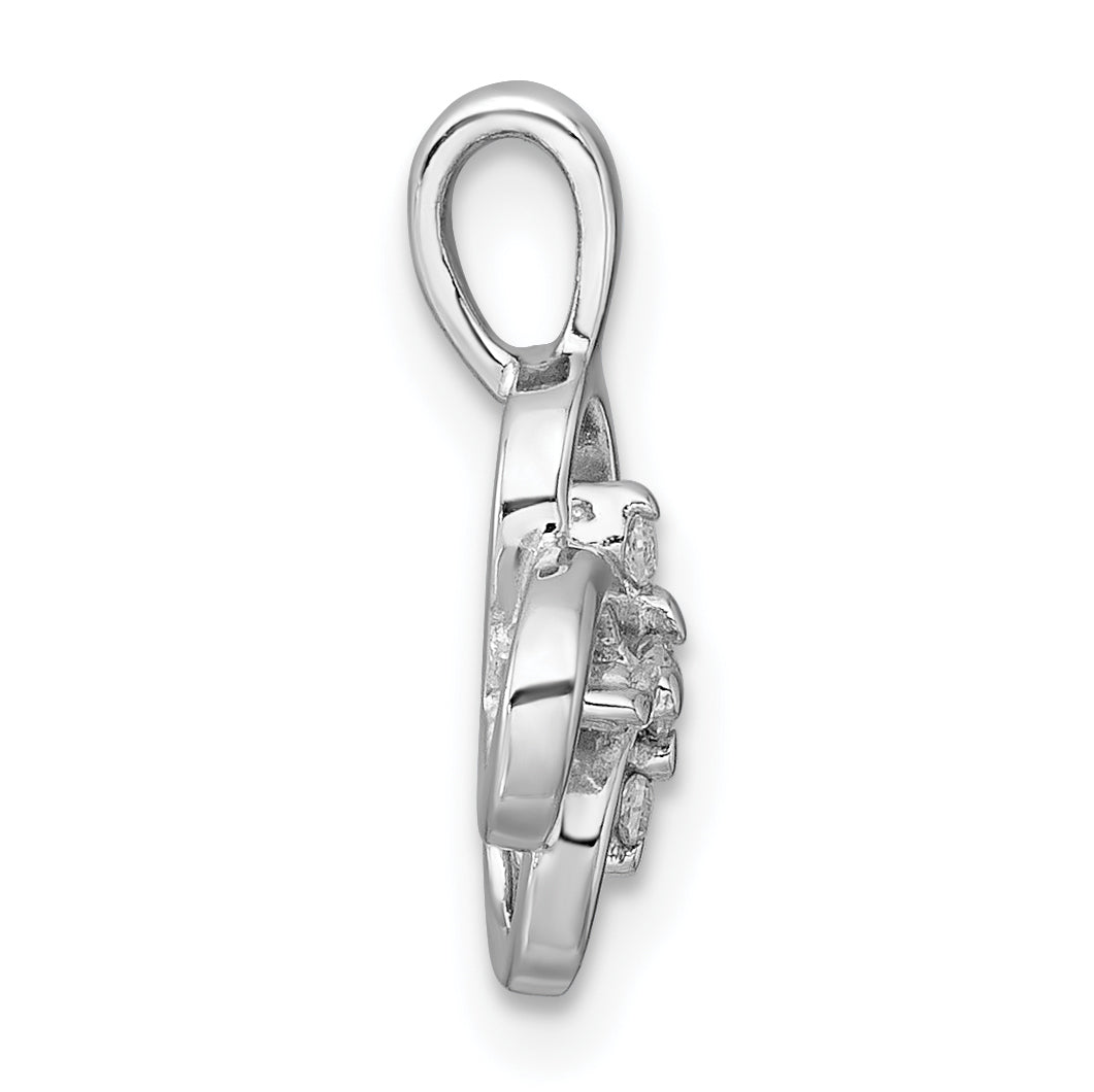 Sterling Silver Rhodium-plated Polished Fancy Flower CZ Pendant