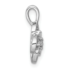 Sterling Silver Rhodium-plated Polished Fancy Flower CZ Pendant