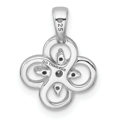 Sterling Silver Rhodium-plated Polished Fancy Flower CZ Pendant