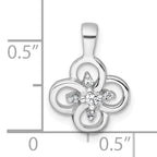 Sterling Silver Rhodium-plated Polished Fancy Flower CZ Pendant