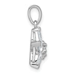 Sterling Silver Rhodium-plated Polished Round and Pear CZ Flower Pendant