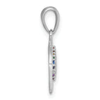 Sterling Silver Rhodium-plated Polished Rainbow Nano Crystals Tulip Pendant