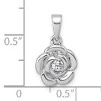 Sterling Silver Rhodium-plated Polished White CZ Flower Pendant