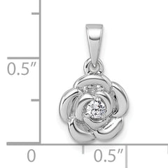 Sterling Silver Rhodium-plated Polished White CZ Flower Pendant