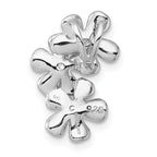 Sterling Silver Rhodium-plated and Gold-plated with CZ Three Flowers Chain Slide Pendant
