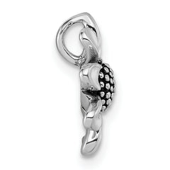 Sterling Silver Rhodium-plated Antiqued Sunflower Chain Slide Pendant