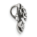 Sterling Silver Antiqued Polished CZ Flowers Chain Slide Pendant