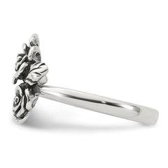 Sterling Silver Antiqued Polished CZ Flowers Size 8 Ring