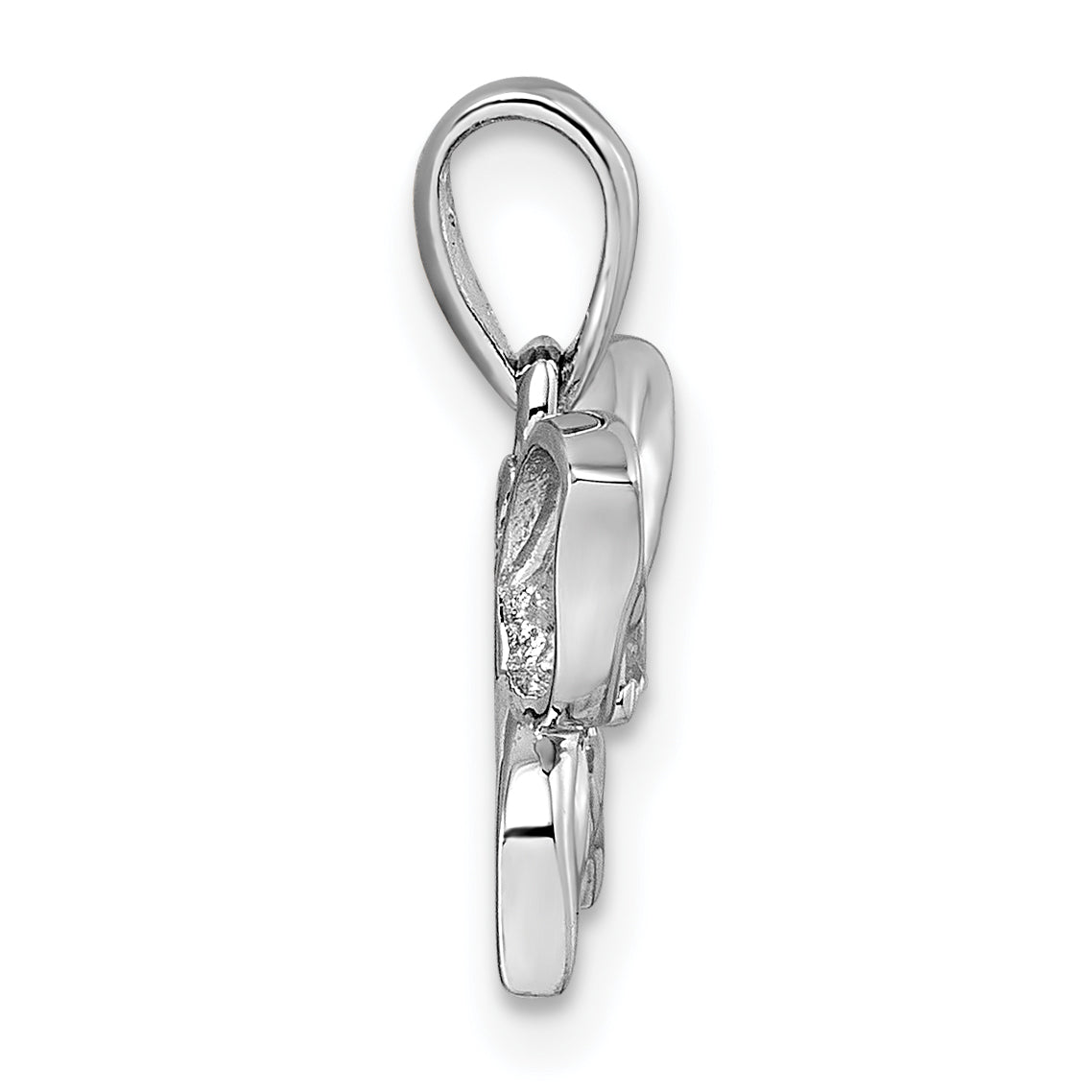 Sterling Silver Rhodium-plated Polished White CZ Butterfly Pendant Secondary image