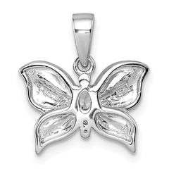 Sterling Silver Rhodium-plated Polished White CZ Butterfly Pendant