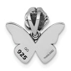 Sterling Silver Antiqued Textured Butterfly With Flower Pendant