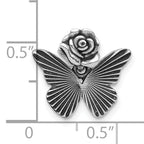 Sterling Silver Antiqued Textured Butterfly With Flower Pendant