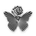 Sterling Silver Antiqued Textured Butterfly With Flower Pendant