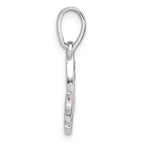 Sterling Silver Rhodium-plated Polished CZ and Pink Enamel Butterfly Pendant