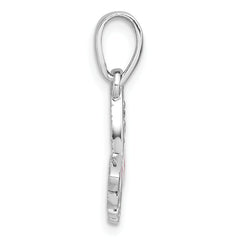 Sterling Silver Rhodium-plated Polished CZ and Pink Enamel Butterfly Pendant