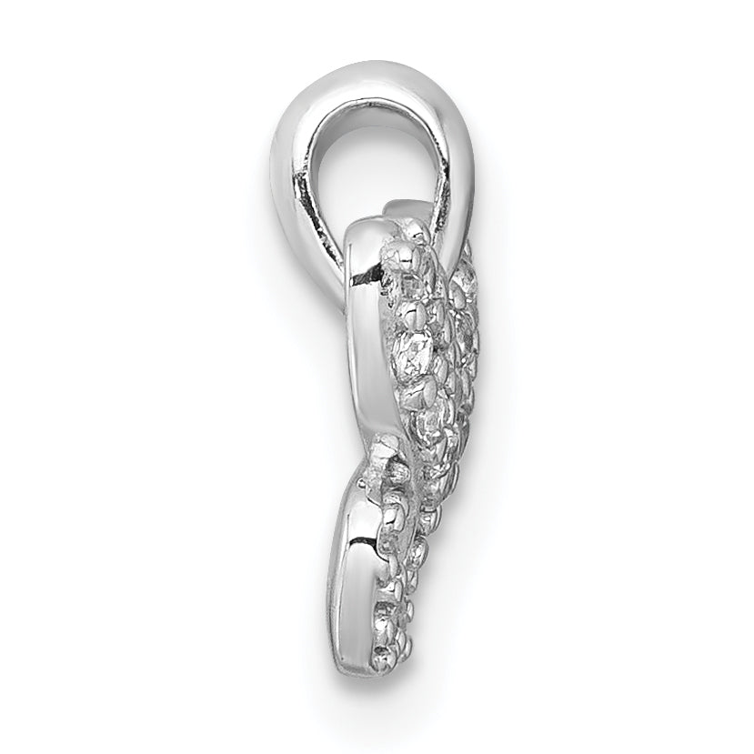 Sterling Silver Rhodium-plated Polished CZ Butterfly Pendant