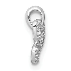 Sterling Silver Rhodium-plated Polished CZ Butterfly Pendant