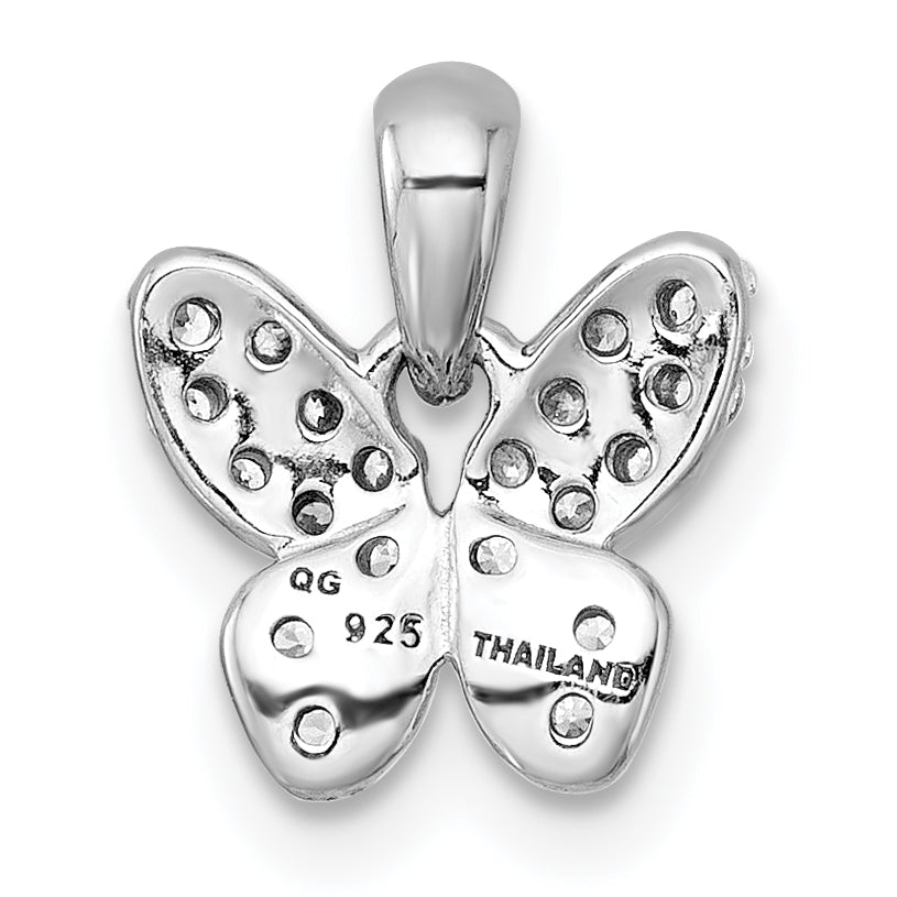 Sterling Silver Rhodium-plated Polished CZ Butterfly Pendant