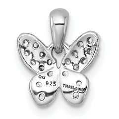 Sterling Silver Rhodium-plated Polished CZ Butterfly Pendant