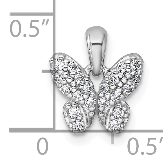 Sterling Silver Rhodium-plated Polished CZ Butterfly Pendant