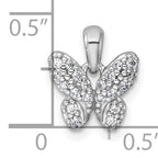Sterling Silver Rhodium-plated Polished CZ Butterfly Pendant