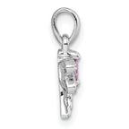 Sterling Silver Rhodium-plated Polished Green, Yellow and Pink CZ Dragonfly Pendant