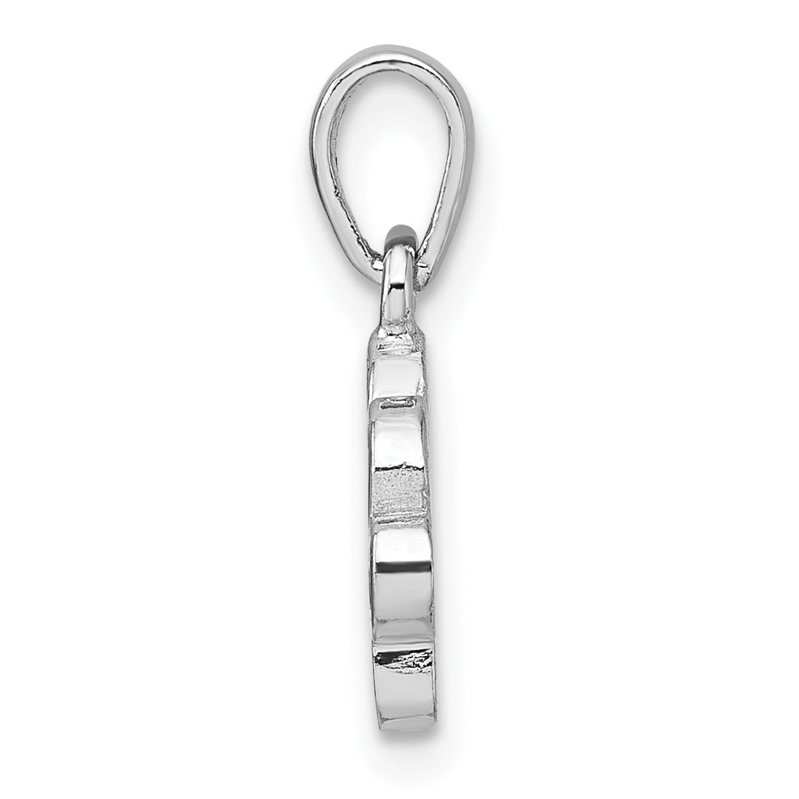 Sterling Silver Rhodium-plated Polished Black Enamel Paw Print with Heart Pendant Secondary image