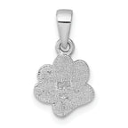 Sterling Silver Rhodium-plated Polished Black Enamel Paw Print with Heart Pendant