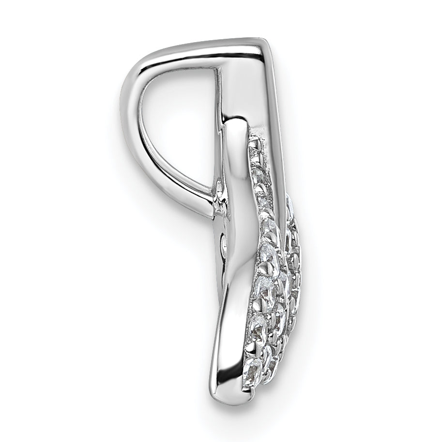 Sterling Silver Rhodium-plated CZ Whale Tail Pendant Secondary image