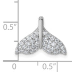 Sterling Silver Rhodium-plated CZ Whale Tail Pendant