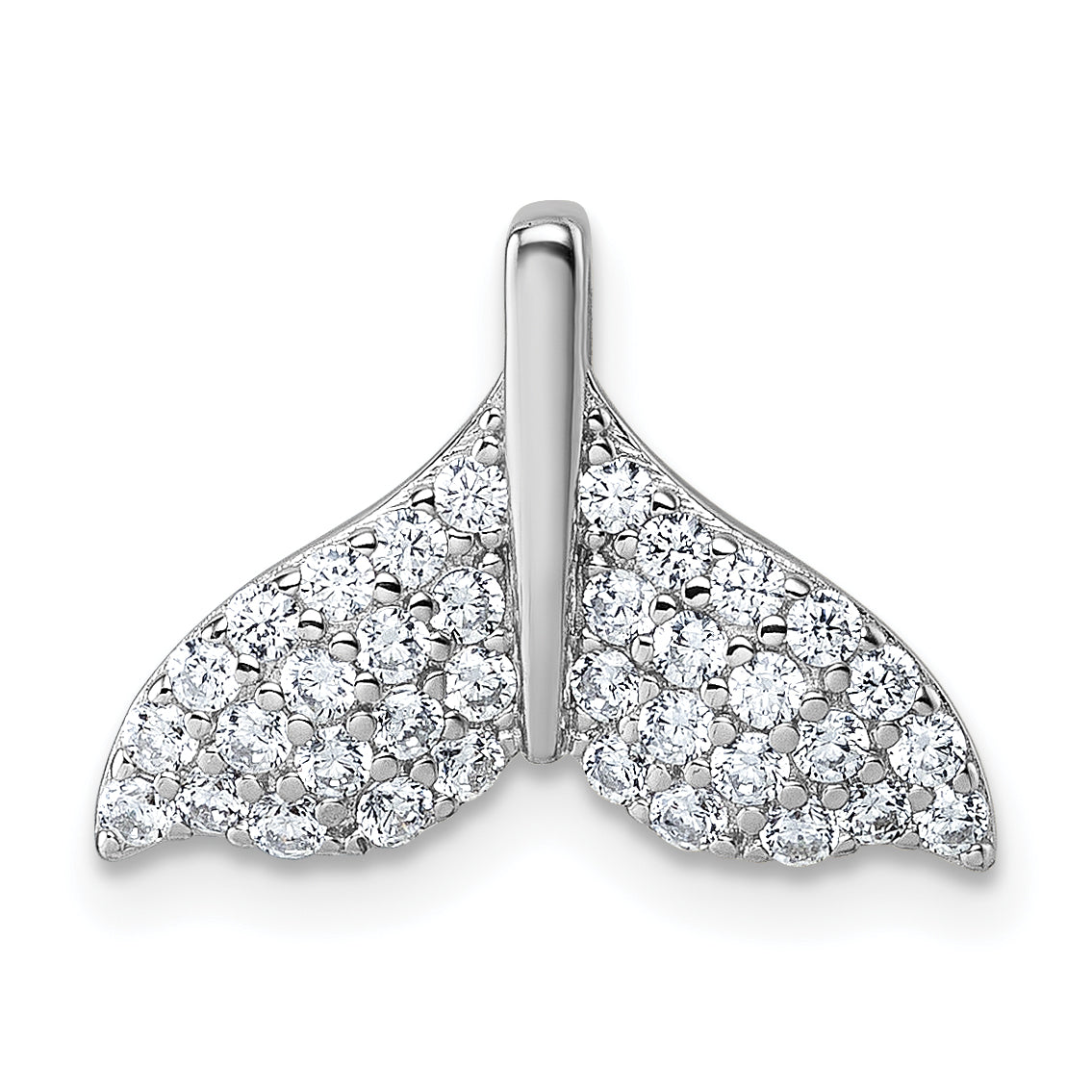 Sterling Silver Rhodium-plated CZ Whale Tail Pendant Main image