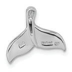 Sterling Silver Rhodium-plated Polished Lab Created Opal Whale Tail Chain Slide Pendant