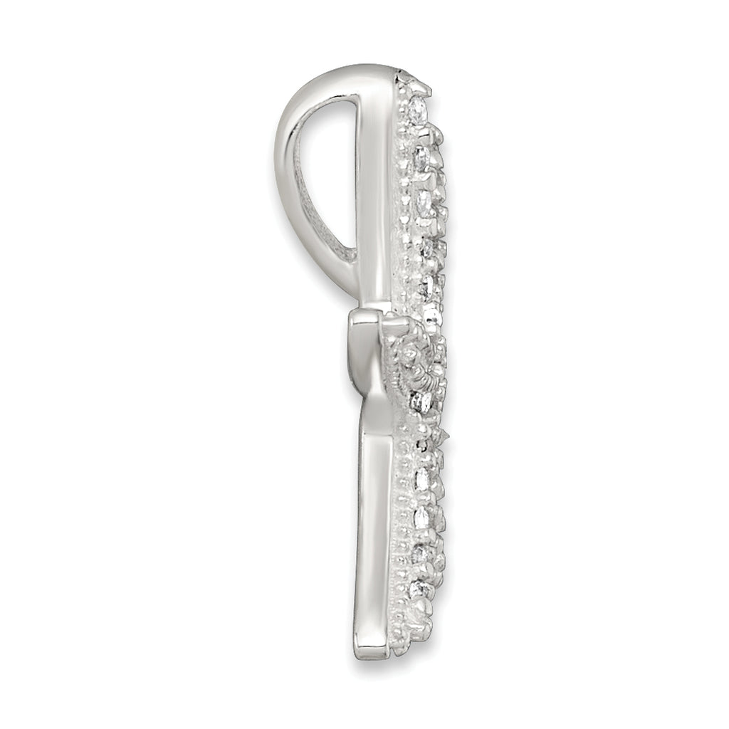 Sterling Silver Polished CZ Starfish Chain Slide Pendant