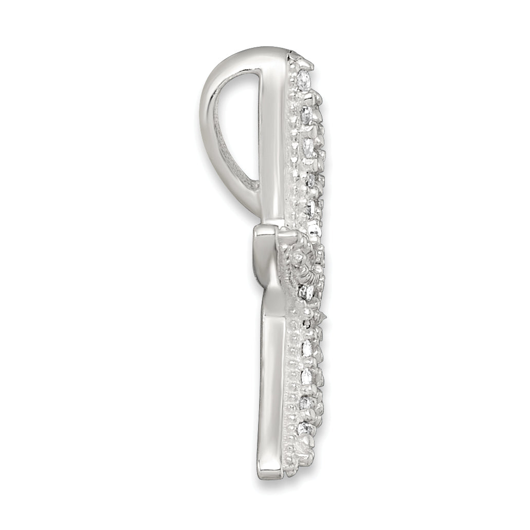 Sterling Silver Polished CZ Starfish Chain Slide Pendant