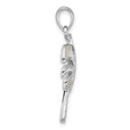 Sterling Silver Rhodium-plated Polished Mother of Pearl Palm Tree Pendant