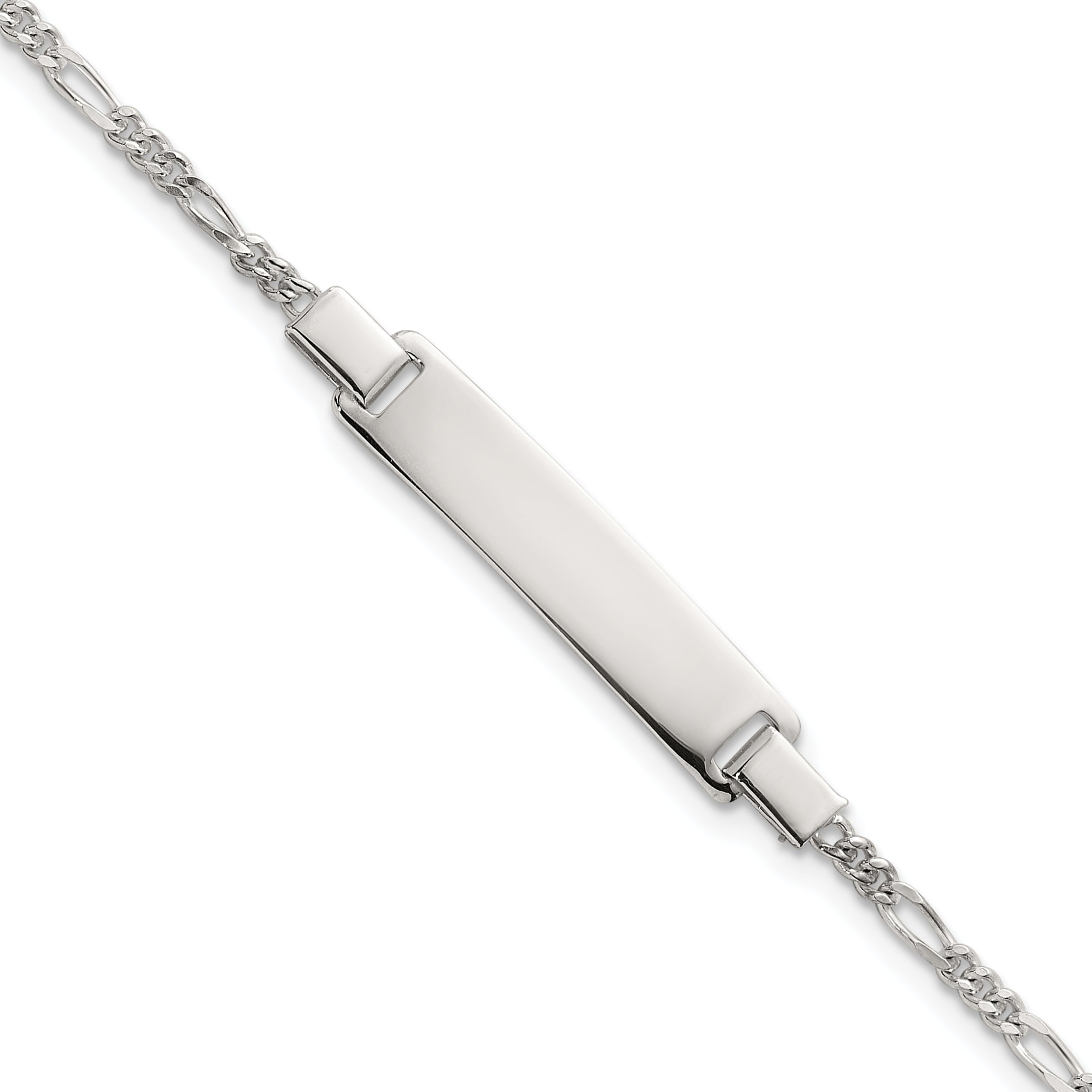 Sterling Silver Polished Figaro Link Childrens 5.5 inch with 1 inch Extension ID Bracelet Main image