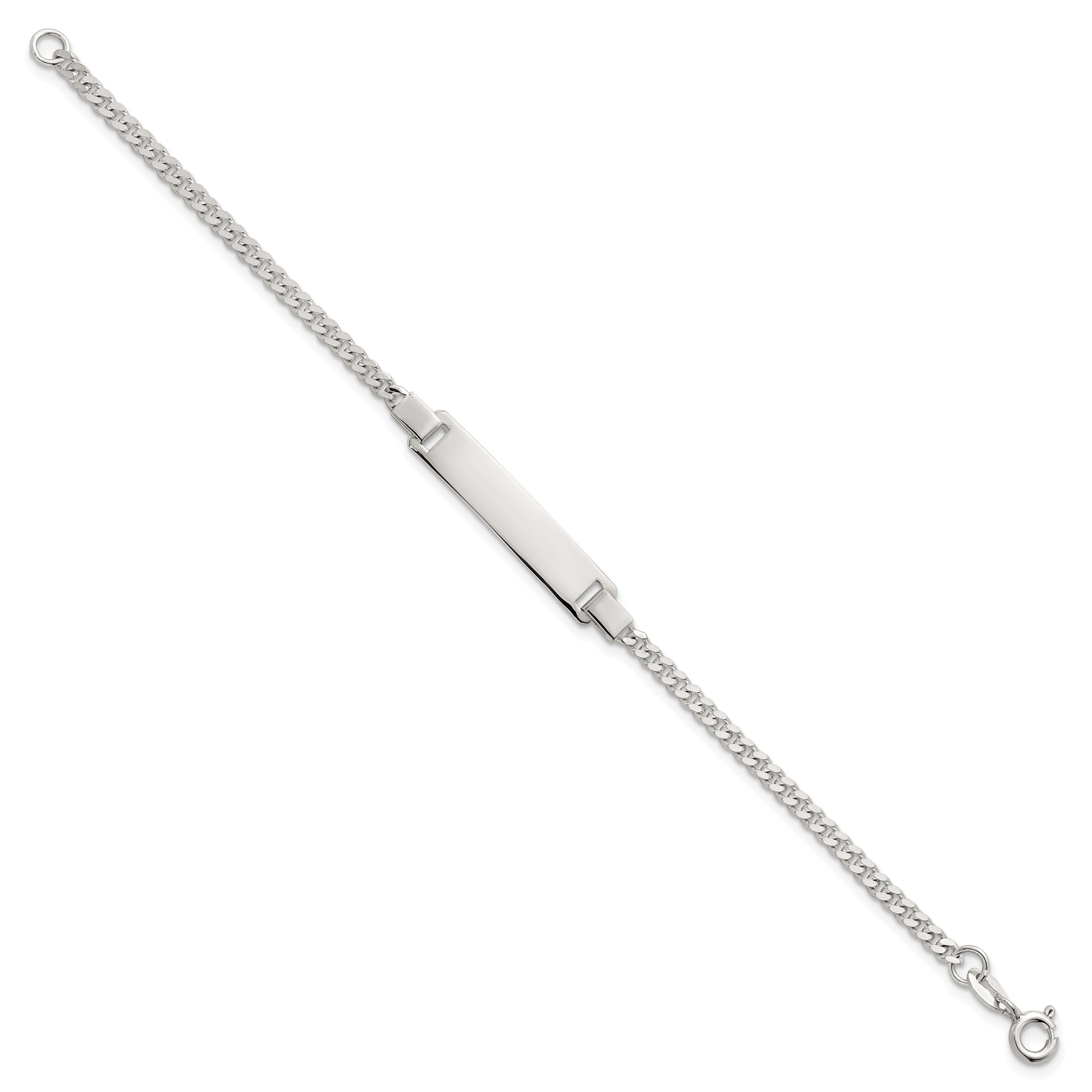 Sterling Silver Polished Curb Link Childrens 6.25 Inch ID Bracelet