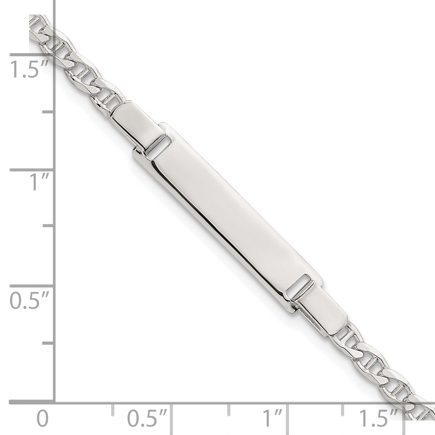 Sterling Silver Polished Anchor Link Childrens 6 Inch ID Bracelet